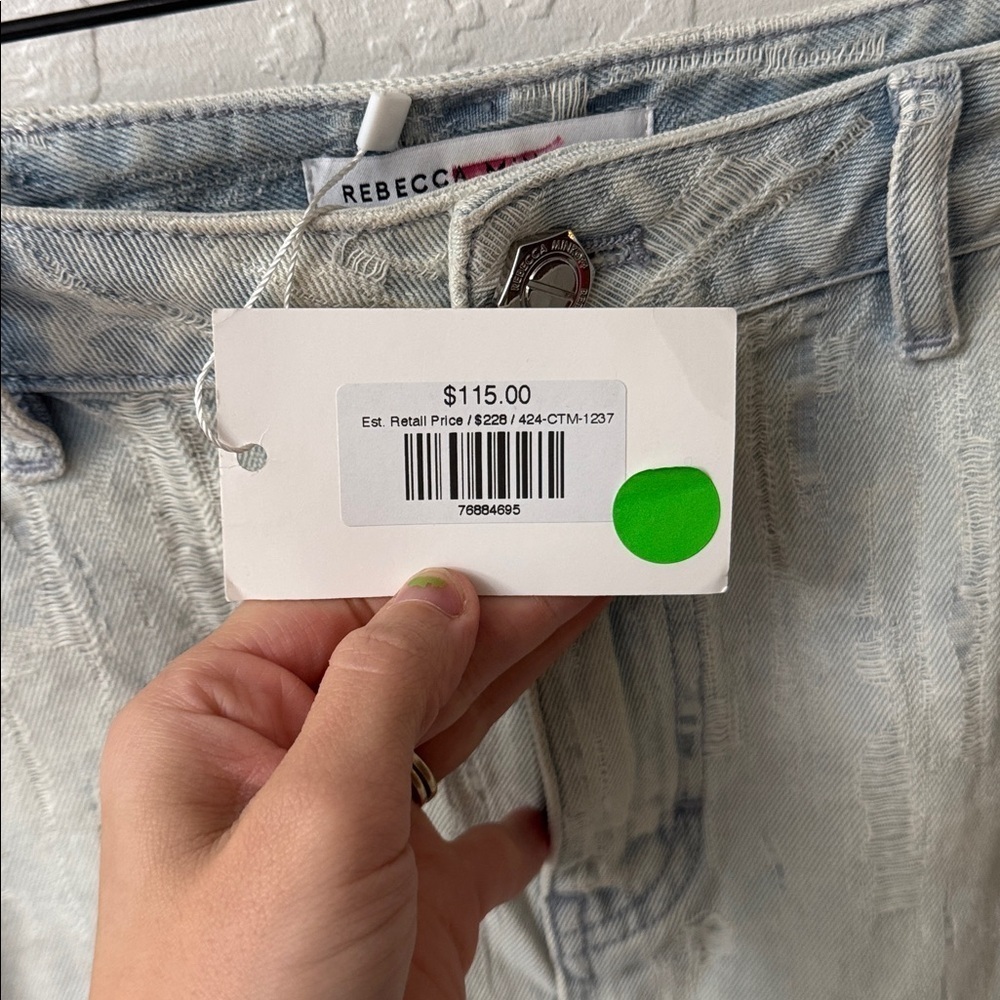 Rebecca Minkoff Distressed Fray Jodie Denim Mini Skirt Size 27 - Picture 5 of 7